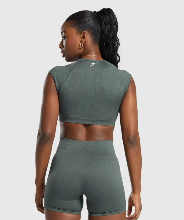 Discount Gymshark Adapt Fleck Seamless Crop Top SlateTeal/CargoTeal