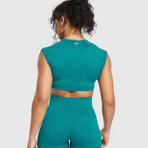 Discount Gymshark Adapt Fleck Seamless Crop Top OceanTeal/ArtificialTeal