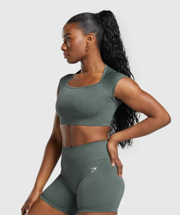 Discount Gymshark Adapt Fleck Seamless Crop Top SlateTeal/CargoTeal