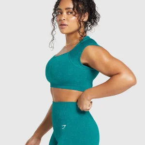 Discount Gymshark Adapt Fleck Seamless Crop Top OceanTeal/ArtificialTeal