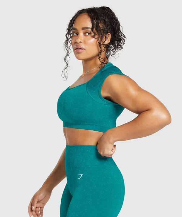 Discount Gymshark Adapt Fleck Seamless Crop Top OceanTeal/ArtificialTeal