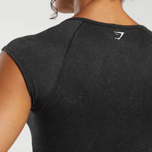 Outlet Gymshark Adapt Fleck Seamless Crop Top Black/SmokeyGrey