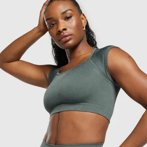 Discount Gymshark Adapt Fleck Seamless Crop Top SlateTeal/CargoTeal