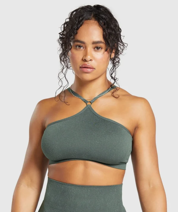 Sale Gymshark Adapt Fleck Seamless Halterneck Bralette- Slate Teal/Cargo Teal