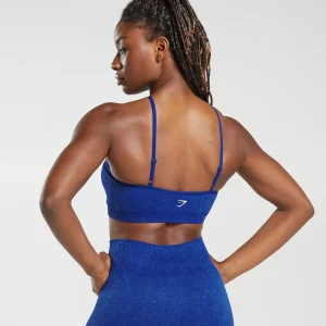 Discount Gymshark Adapt Fleck Seamless Halterneck Bralette CobaltBlue/IrisBlue