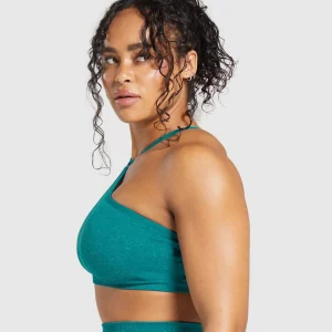 Clearance Gymshark Adapt Fleck Seamless Halterneck Bralette OceanTeal/ArtificialTeal