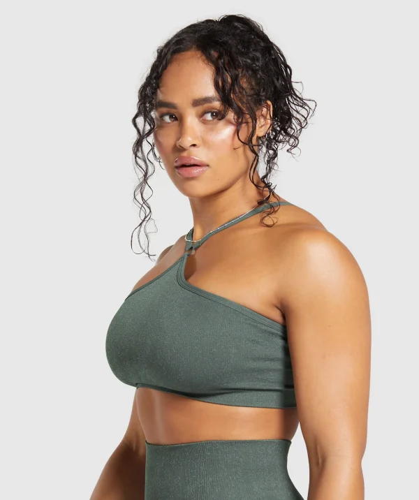 Sale Gymshark Adapt Fleck Seamless Halterneck Bralette- Slate Teal/Cargo Teal