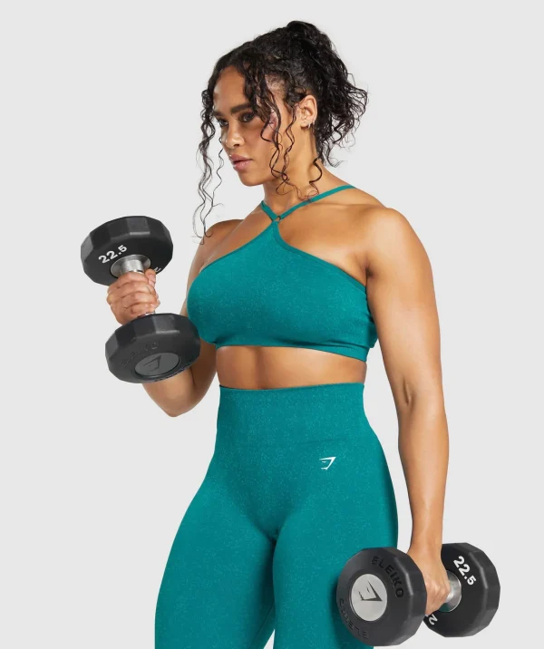 Clearance Gymshark Adapt Fleck Seamless Halterneck Bralette OceanTeal/ArtificialTeal