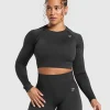 Discount Gymshark Adapt Fleck Seamless Long Sleeve Crop Top