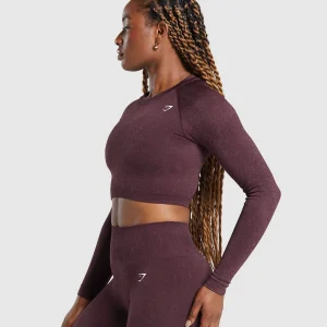 New Gymshark Adapt Fleck Seamless Long Sleeve Crop Top DepthPurple/SteelPurple