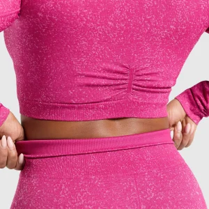 Sale Gymshark Adapt Fleck Seamless Long Sleeve Crop Top WinningPink/SourPink