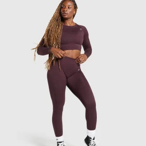 New Gymshark Adapt Fleck Seamless Long Sleeve Crop Top DepthPurple/SteelPurple