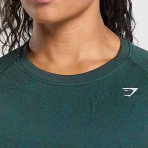 Outlet Gymshark Adapt Fleck Seamless Long Sleeve Crop Top DarkestTeal/FunctionalTeal