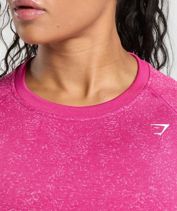 Sale Gymshark Adapt Fleck Seamless Long Sleeve Crop Top WinningPink/SourPink