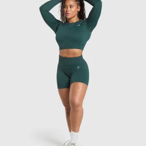 Outlet Gymshark Adapt Fleck Seamless Long Sleeve Crop Top DarkestTeal/FunctionalTeal