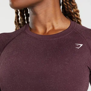 New Gymshark Adapt Fleck Seamless Long Sleeve Crop Top DepthPurple/SteelPurple