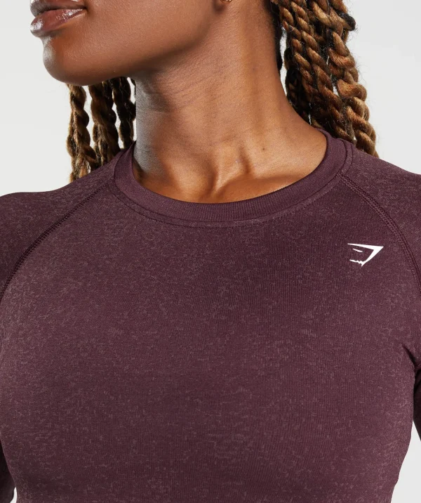 New Gymshark Adapt Fleck Seamless Long Sleeve Crop Top DepthPurple/SteelPurple