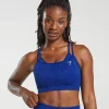 New Gymshark Adapt Fleck Seamless Sports Bra CobaltBlue/IrisBlue