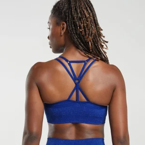 New Gymshark Adapt Fleck Seamless Sports Bra CobaltBlue/IrisBlue