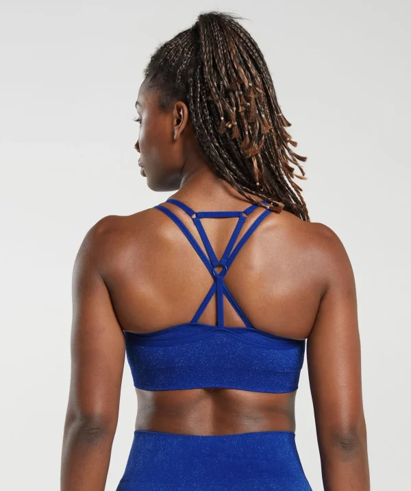 New Gymshark Adapt Fleck Seamless Sports Bra CobaltBlue/IrisBlue