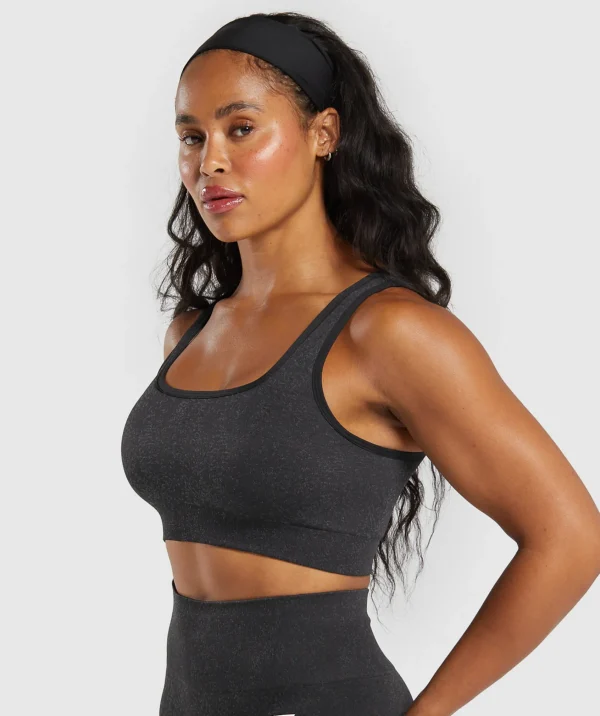 Hot Gymshark Adapt Fleck Sports Bra Black/SmokeyGrey