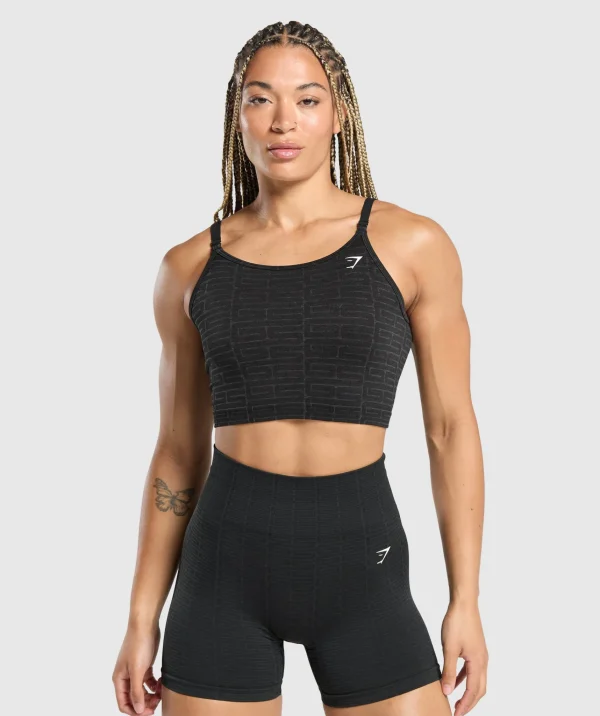 Hot Gymshark Adapt Monogram Seamless Midi Tank Black/PitchGrey