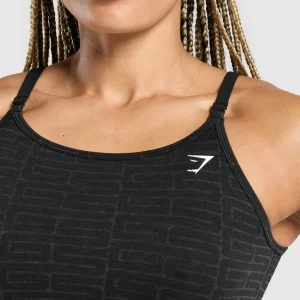 Hot Gymshark Adapt Monogram Seamless Midi Tank Black/PitchGrey