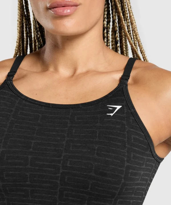 Hot Gymshark Adapt Monogram Seamless Midi Tank Black/PitchGrey