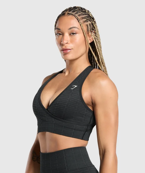 Outlet Gymshark Adapt Monogram Seamless Sports Bra Black