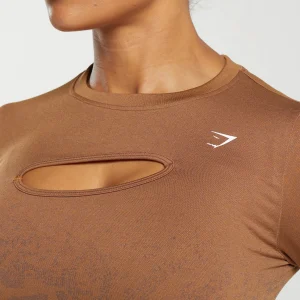 Sale Gymshark Adapt Pattern Seamless Faded Long Sleeve Top SoftBrown/BronzeBrown