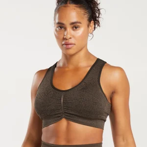 Outlet Gymshark Adapt Pattern Seamless Longline Bra WoodlandBrown/SoulBrown