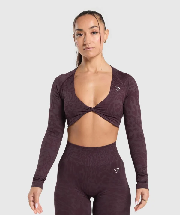 Fashion Gymshark Adapt Safari Long Sleeve Crop Top DepthPurple/GreyedPurple