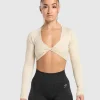 Best Gymshark Adapt Safari Long Sleeve Crop Top EcruWhite/CreamBeige