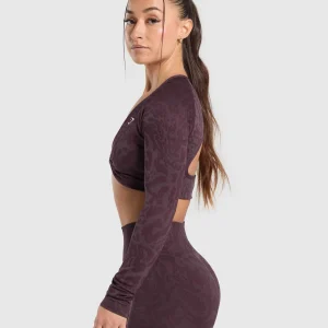 Fashion Gymshark Adapt Safari Long Sleeve Crop Top DepthPurple/GreyedPurple