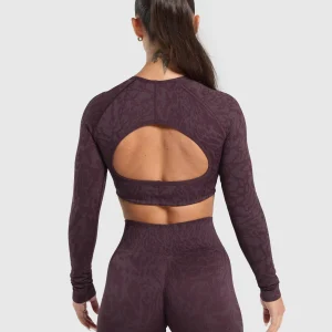 Fashion Gymshark Adapt Safari Long Sleeve Crop Top DepthPurple/GreyedPurple