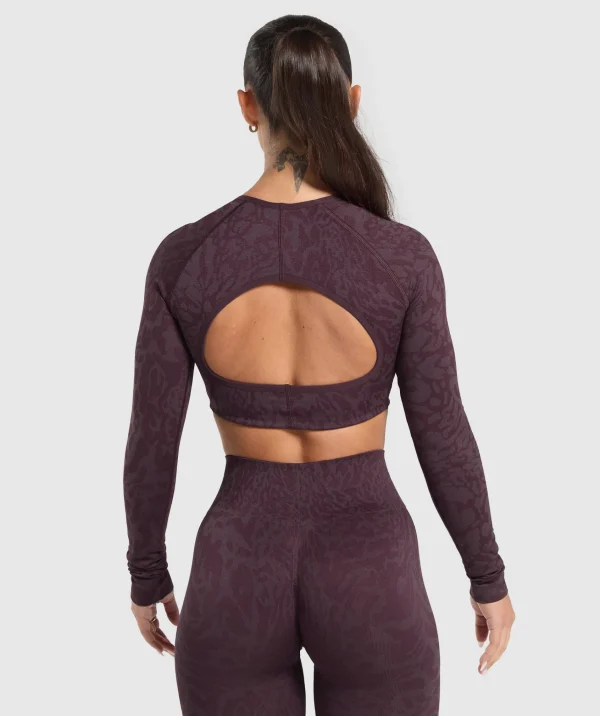 Fashion Gymshark Adapt Safari Long Sleeve Crop Top DepthPurple/GreyedPurple