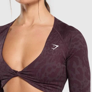 Fashion Gymshark Adapt Safari Long Sleeve Crop Top DepthPurple/GreyedPurple