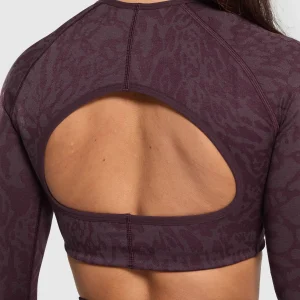 Fashion Gymshark Adapt Safari Long Sleeve Crop Top DepthPurple/GreyedPurple