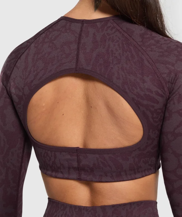 Fashion Gymshark Adapt Safari Long Sleeve Crop Top DepthPurple/GreyedPurple