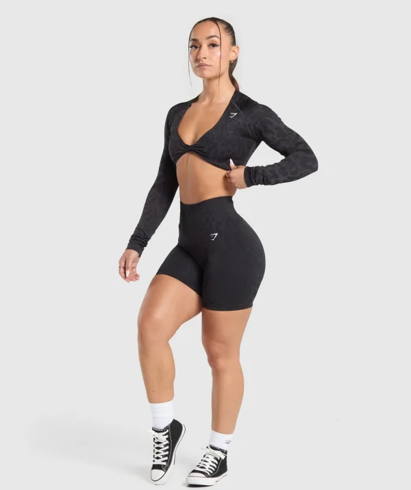 Discount Gymshark Adapt Safari Long Sleeve Crop Top Black/AsphaltGrey