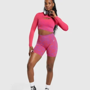 Outlet Gymshark Adapt Safari Seamless Faded Long Sleeve Top ShellyPink/FlyCoral