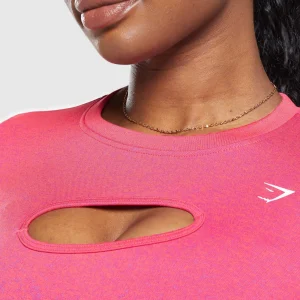 Outlet Gymshark Adapt Safari Seamless Faded Long Sleeve Top ShellyPink/FlyCoral