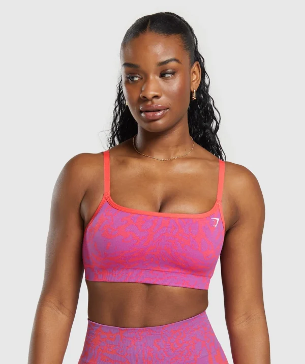 Outlet Gymshark Adapt Safari Seamless Sports Bra ShellyPink/FlyCoral