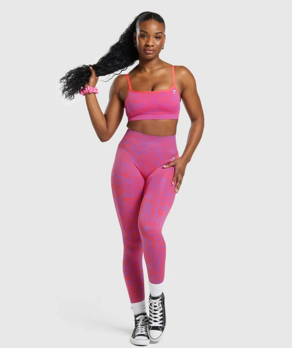 Outlet Gymshark Adapt Safari Seamless Sports Bra ShellyPink/FlyCoral