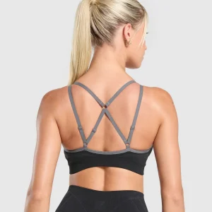 Online Gymshark Apex Contrast Sports Bra Black/BrushedGrey