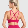 Hot Gymshark Apex Contrast Sports Bra BuildPink/AsphaltGrey