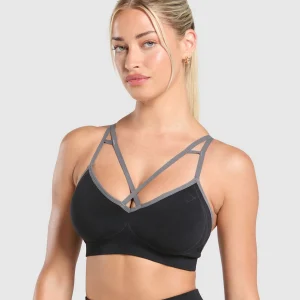 Online Gymshark Apex Contrast Sports Bra Black/BrushedGrey