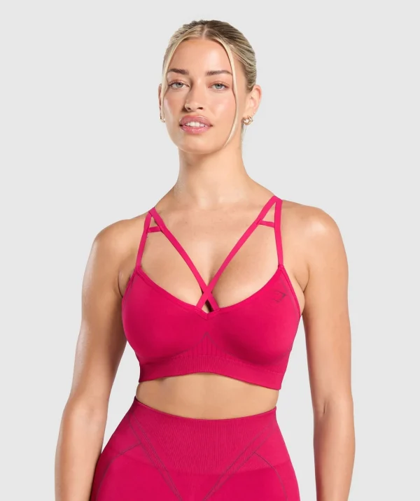 Hot Gymshark Apex Contrast Sports Bra BuildPink/AsphaltGrey