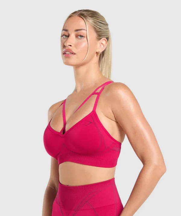 Hot Gymshark Apex Contrast Sports Bra BuildPink/AsphaltGrey