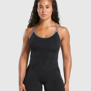 Best Gymshark Apex Contrast Tank With Shelf Black/BrushedGrey